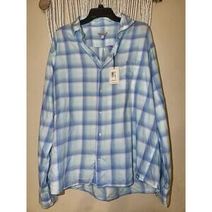 Peter Millar Shirt Mens XL Blue Plaid Button Up Long Sleeve Casual Cotton